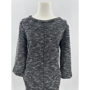 Banana Republic Black White Boucle Dress XL Long Sleeve Stretch Sheath